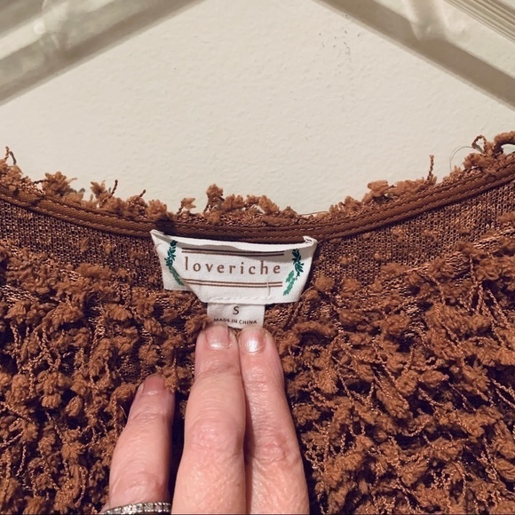 Loveriche crop carmel fuzzy teddy bear sweater - Picture 10 of 13